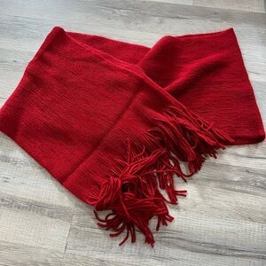 Vibrant Red Fringe Wrap Scarf